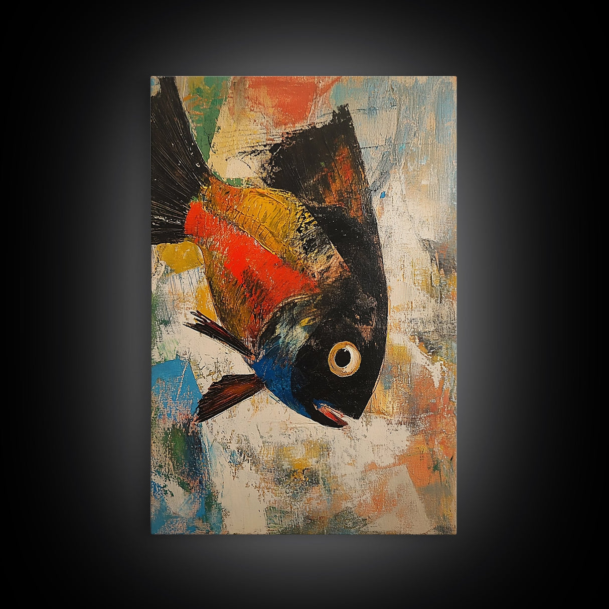 Colorful Fish, Koi Fish Painting, Whimsical Art, Nautical Decor, Living Room Art, Canvas Print, Gift Idea