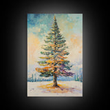 Winter Pine Tree Canvas Print Seasonal Landscape Art Snowy Forest Painting Nature Wall Art Christmas Home Decor Cozy Living Room