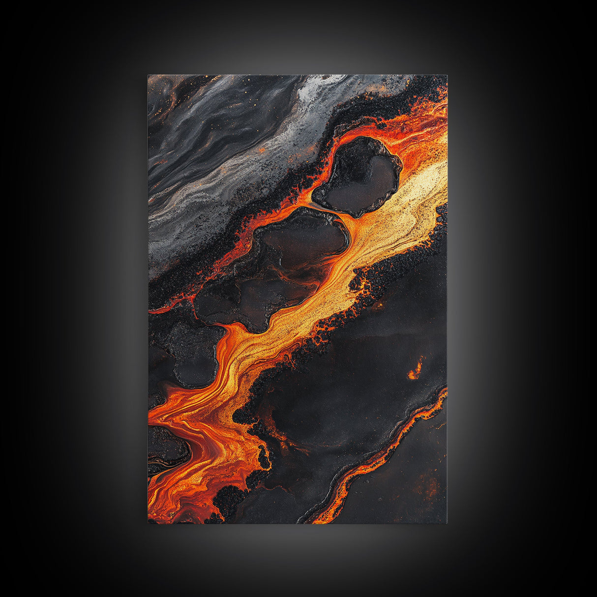 Molten Lava Flow Canvas Print Abstract Fire Art Modern Home Decor Dramatic Wall Artwork Industrial Style Accent Unique Gift Idea
