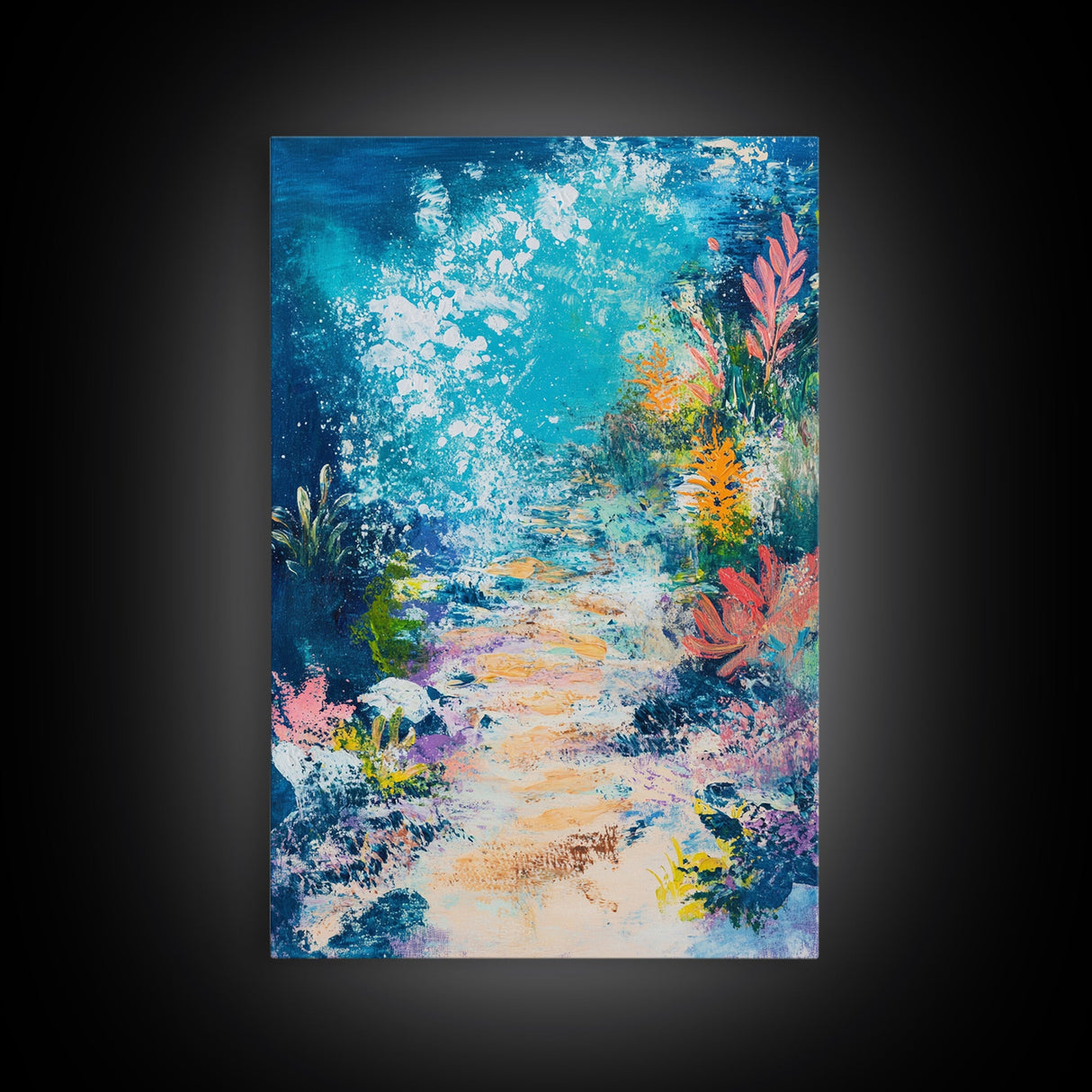 Underwater Fantasy Canvas Print Ocean Reef Wall Art, Abstract Sea Life Painting, Coastal Home Decor, Nautical Art, Beach House Decor