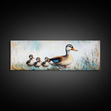 Mother Duck and Ducklings, Whimsical Farmhouse Animal Wall Art, Cute Baby Ducks Painting, Cozy Country Decor, Nursery Artwork