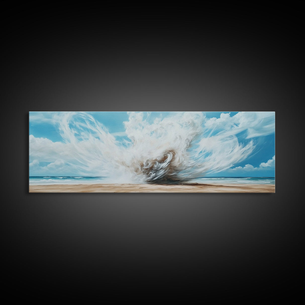 Ocean Wave Explosion Framed Canvas Print Coastal Wall Art, Beach Painting, Modern Seascape, Large Wall Decor, Living Room Artwork