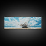 Ocean Wave Explosion Framed Canvas Print Coastal Wall Art, Beach Painting, Modern Seascape, Large Wall Decor, Living Room Artwork