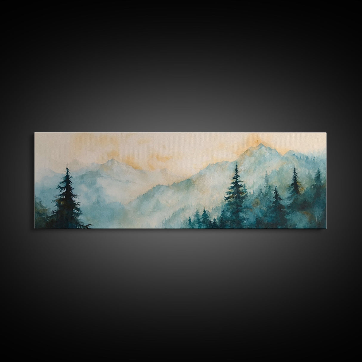 Misty Mountain Pines Canvas Print Serene Forest Landscape, Nature Wall Art, Boho Cabin Decor, Bedroom or Office Artwork, Rustic Vibes