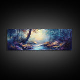 Enchanted Forest Stream Canvas Print Fantasy Landscape Wall Art Mystical Nature Decor Living Room Artwork Whimsical Tree Art