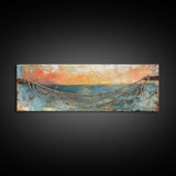 Fishing Net Sunset Canvas Print Coastal Wall Art Nautical Seaside Artwork Beach House Decor Ocean Landscape Framed Print