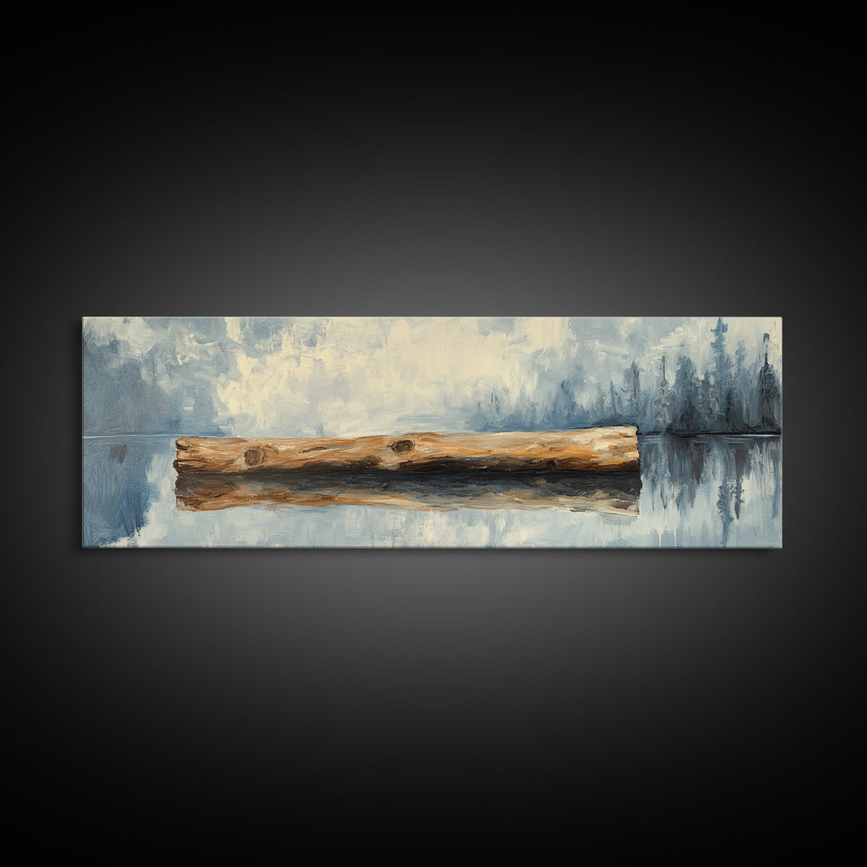 Driftwood Reflection Framed Canvas Print Coastal Wall Art, Rustic Lake House Decor, Minimalist Nature Art, Neutral Bedroom Wall Decor