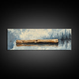 Driftwood Reflection Framed Canvas Print Coastal Wall Art, Rustic Lake House Decor, Minimalist Nature Art, Neutral Bedroom Wall Decor