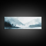 Mountain Mist Canvas Print Minimalist Nature Wall Art, Neutral Landscape Painting, Foggy Wilderness Decor, Modern Living Room Art