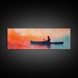 Kayak Sunset Wall Art, Lake House Decor, Nature Painting, Outdoor Adventure Art, Boho Home Decor, Living Room Wall Art
