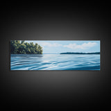 Tranquil Lake Scene, Peaceful Water Reflection Art, Minimalist Landscape, Blue Wall Art, Relaxing Office Decor, Large Wall Art