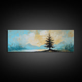 Lone Pine Tree Landscape, Minimalist Mountain Art, Tranquil Nature Scene, Rustic Cabin Wall Art, Modern Neutral Decor, Bedroom Art