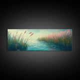 Tranquil Marsh Art Canvas Print Coastal Landscape Wall Decor Nature Inspired Painting Pastel Home Accent Bedroom or Bathroom Wall Art