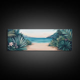 Secluded Beach Path Canvas Print Tropical Escape Painting Nature Coastal Wall Art Calm Ocean Scene Large Wall Art Living Room