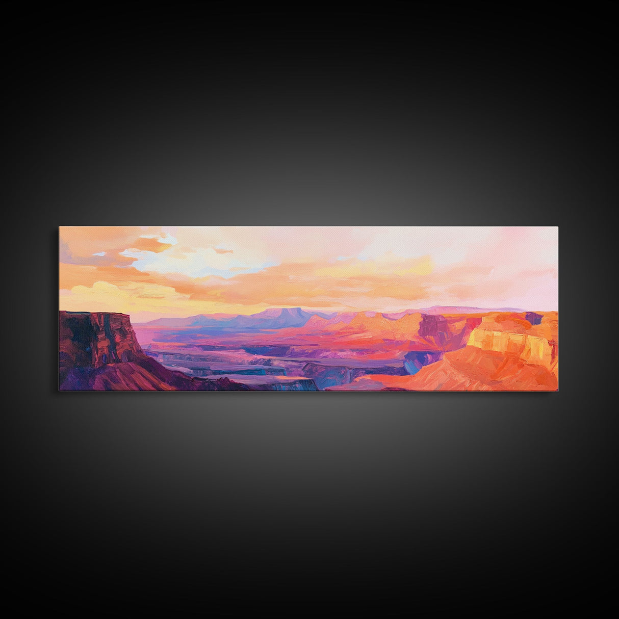 Grand Canyon Sunset Framed Canvas Print Southwest Landscape Wall Art, Desert Mountain Painting, Nature Inspired Home Decor, Rustic Art