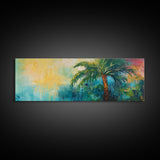 Tropical Palm Tree Canvas Print Colorful Beach Wall Art, Summer Vacation Vibes, Boho Coastal Painting, Vibrant Nature Inspired Decor