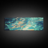 Reflective Water Painting Tranquil Blue Abstract Wall Art Fluid Ocean Surface Artwork Minimalist Modern Decor Bedroom