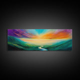Vibrant Sky Journey Canvas Print, Colorful Sunrise Landscape, Abstract Nature Wall Art, Living Room Decor, Boho Dreamy Sunset Painting