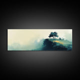 Lone Tree on Hill Canvas Print Minimalist Landscape Art, Tranquil Nature Painting, Neutral Wall Decor, Modern Home Office Artwork