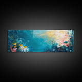 Abstract Ocean Reef Framed Canvas Print Coastal Wall Art, Underwater Seascape, Beach House Decor, Nautical Theme, Blue Wall Art