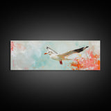 Seagull Flight Canvas Print Coastal Wall Art, Beach House Decor, Soaring Bird Painting, Ocean Lover Gift, Minimalist Art
