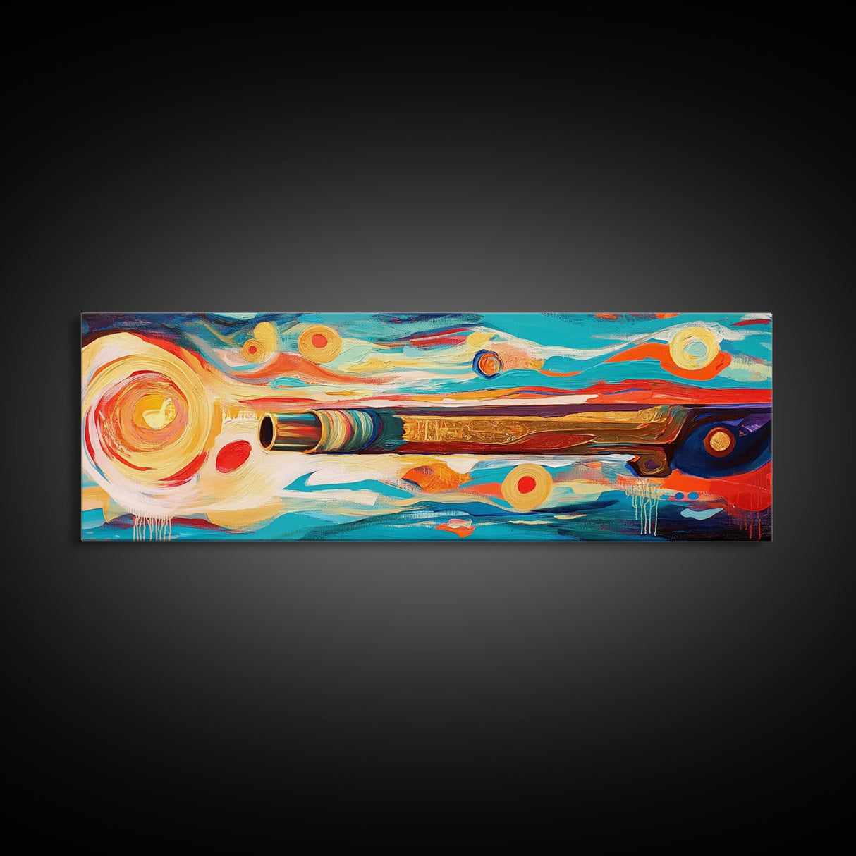 Abstract Shotgun Art Framed Canvas Print Vibrant Wall Decor Western Painting Rustic Living Room Wall Art Southwestern Boho Style