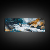 Wild River Rapids Framed Canvas Print Nature Landscape Art Rustic Cabin Wall Decor Adventure Themed Living Room Wall Art