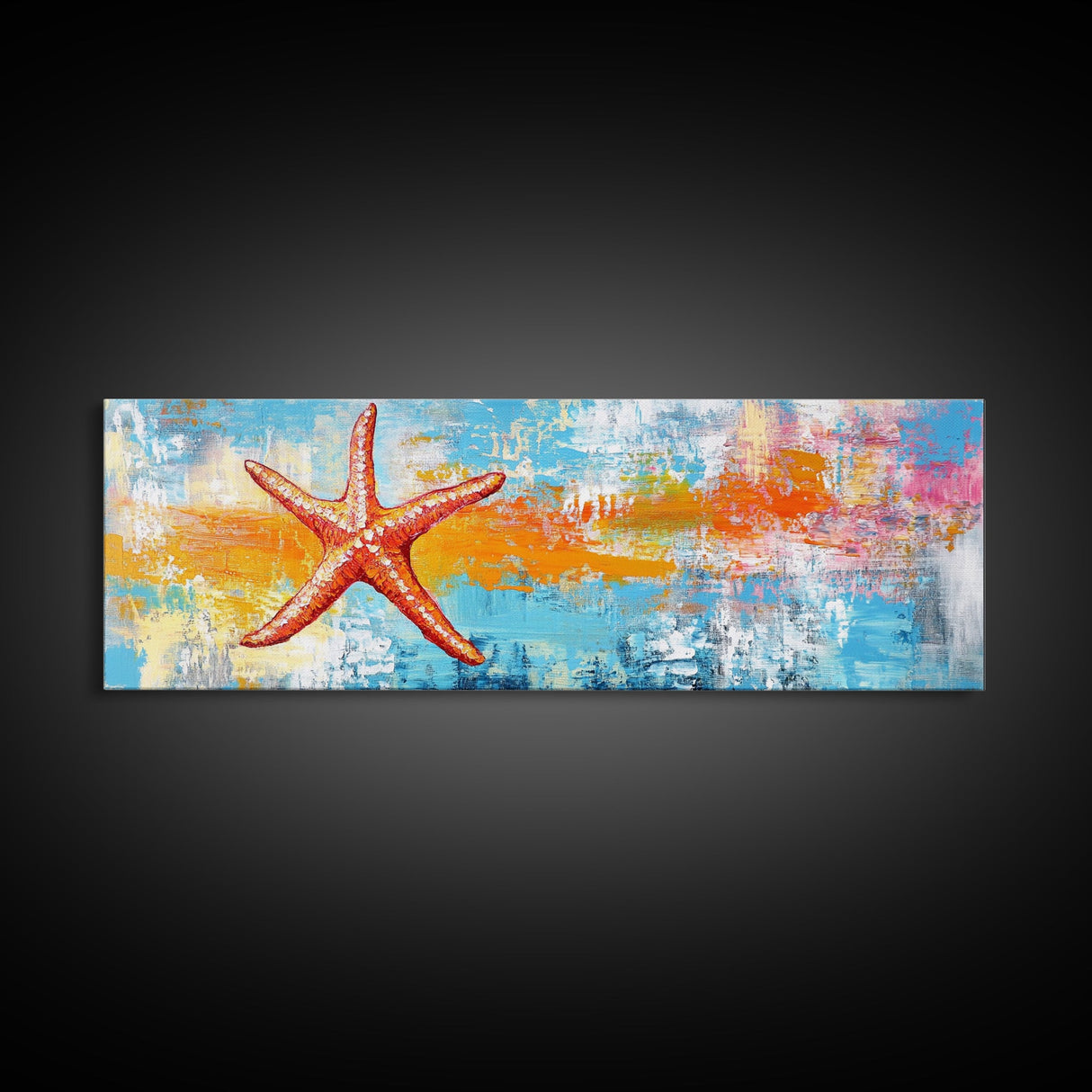 Starfish, Beach Themed Wall Art, Ocean Life Painting, Coastal Decor, Framed Canvas Print, Nautical Style, Living Room Artwork