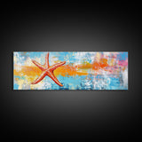 Starfish, Beach Themed Wall Art, Ocean Life Painting, Coastal Decor, Framed Canvas Print, Nautical Style, Living Room Artwork