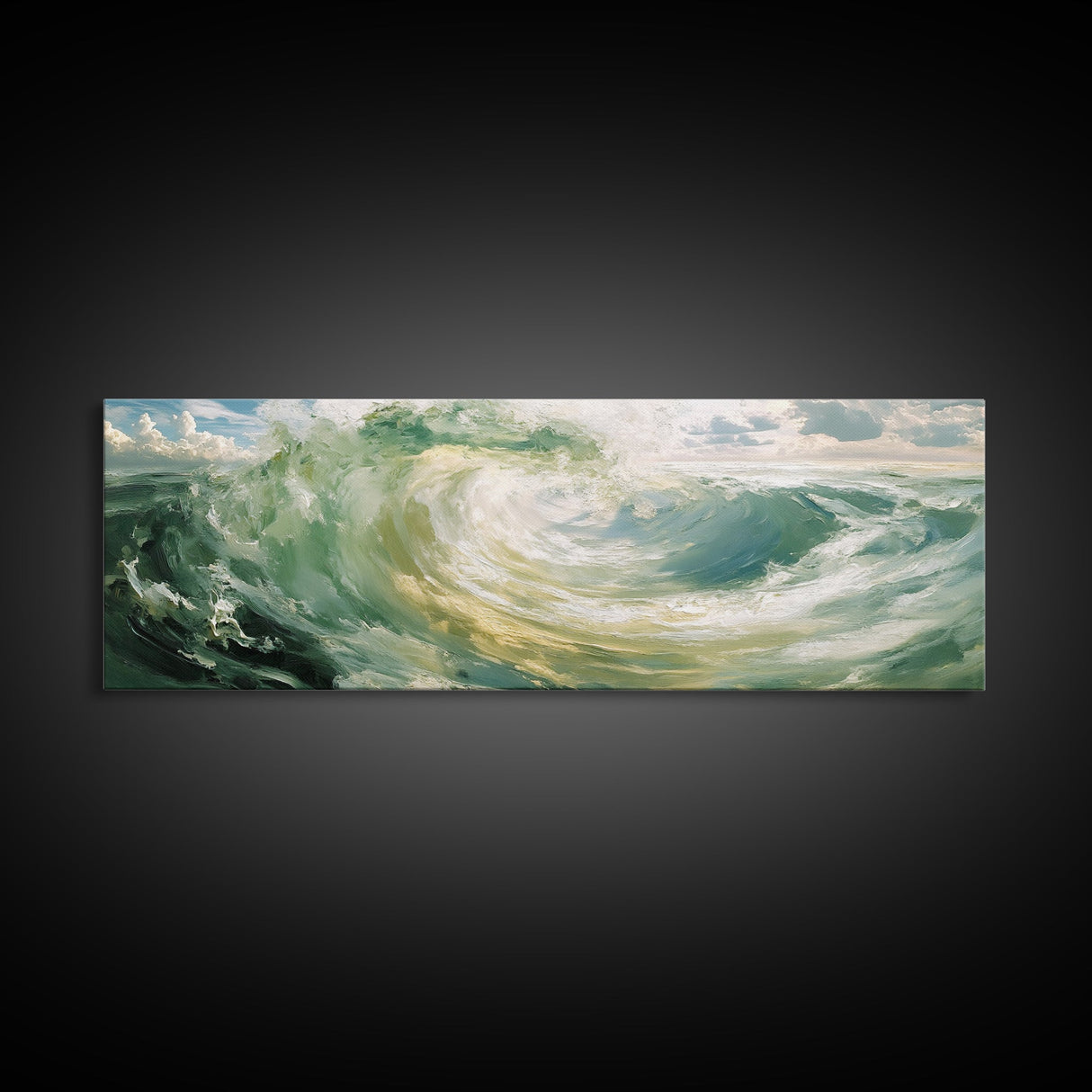 Ocean, Wave, Green, Storm, Canvas Print, Coastal Art, Nautical Wall Art, Living Room Decor, Dynamic Abstract Seascape Painting