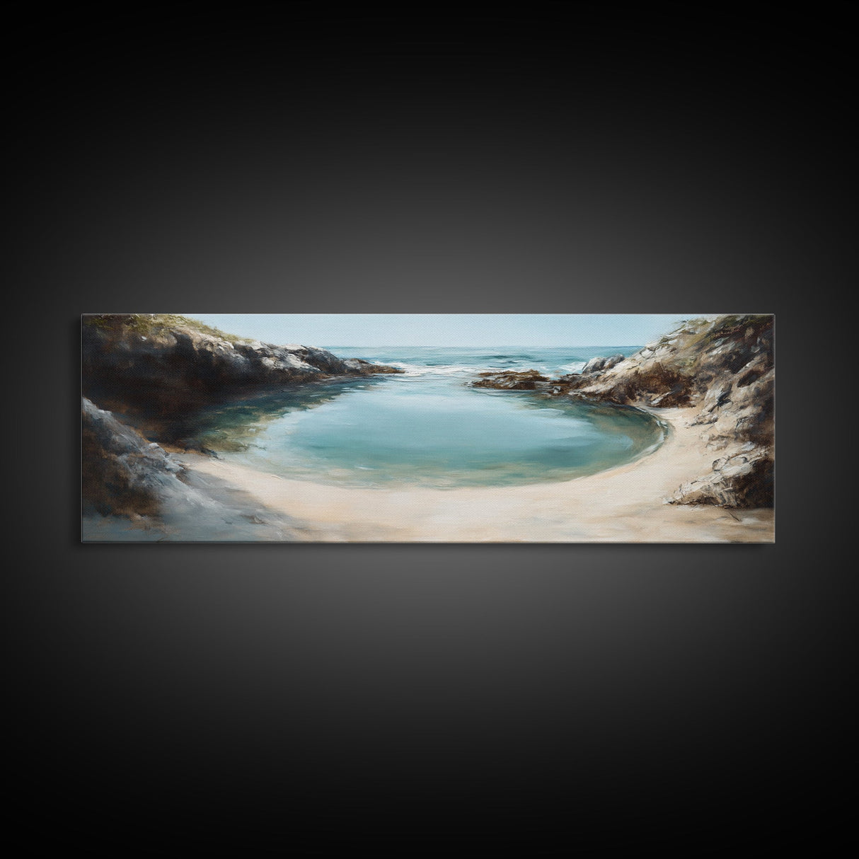 Hidden, Lagoon, Secluded, Beach, Canvas Print, Coastal Escape Art, Tranquil Water Scene, Bedroom Wall Art, Ocean Painting