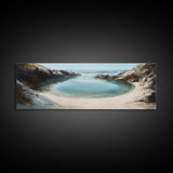 Hidden, Lagoon, Secluded, Beach, Canvas Print, Coastal Escape Art, Tranquil Water Scene, Bedroom Wall Art, Ocean Painting