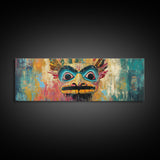 Tribal Mask, Vibrant Abstract, Bold Expressionism, Canvas Print, Boho Wall Art, Home Decor, Unique Artwork, Living Room Art