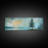 Solitary Tree, Abstract Nature, Textured Painting, Framed Canvas Print, Rustic Wall Art, Cozy Cabin Decor, Office Wall Decor
