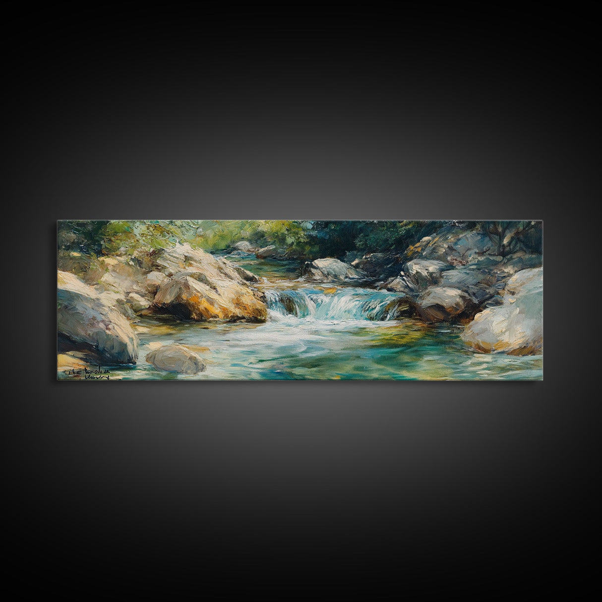 Waterfall Stream, Rocky River, Nature Wall Art, Framed Canvas Print, Cabin Decor, Rustic Landscape, Outdoor Adventure Art, Natural Beauty