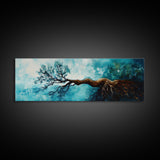 Twisted Roots, Sky Tree, Surreal Nature Art, Canvas Print, Abstract Landscape, Whimsical Wall Decor, Earthy Tones, Nature Inspired Art