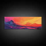 Sunset Mountains, Abstract Landscape, Canvas Print, Colorful Wall Art, Living Room Decor, Boho Art, Office Wall Art, Vibrant Painting