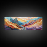 Desert Road, Colorful Mountain Art, Southwestern Landscape Painting, Earthy Boho Decor, Living Room Art, Canyon Print, Canvas Print