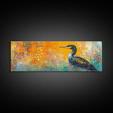 Vibrant Bird Art Framed Canvas Print Modern Wildlife Wall Art, Bold Orange Abstract Decor, Boho Nature Art, Office or Living Room Art