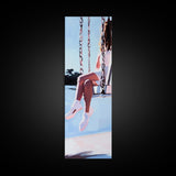 Girl on Swing, Soft Pastel Art, Minimalist Decor, Canvas Print, Whimsical Wall Art, Bedroom Aesthetic, Contemporary Art, Dreamy Home