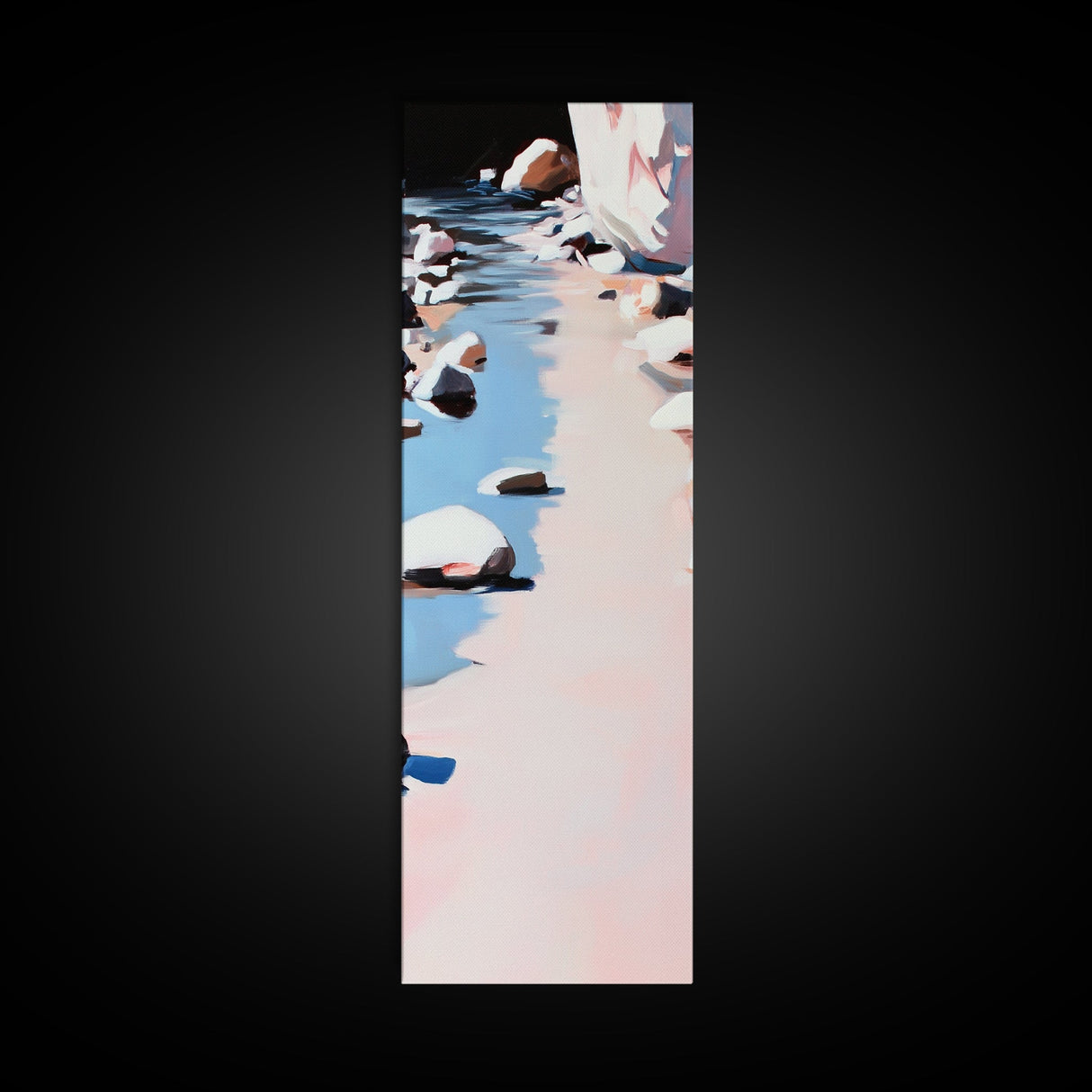 River Rocks, Tranquil Water, Nature Scene, Canvas Print, Zen Wall Art, Neutral Home Decor, Modern Minimalist, Office Wall Aesthetic