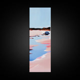 Seaside Landscape, Water Reflection, Abstract Art, Framed Canvas Print, Soft Pastel Colors, Modern Coastal Decor, Serene Wall Art