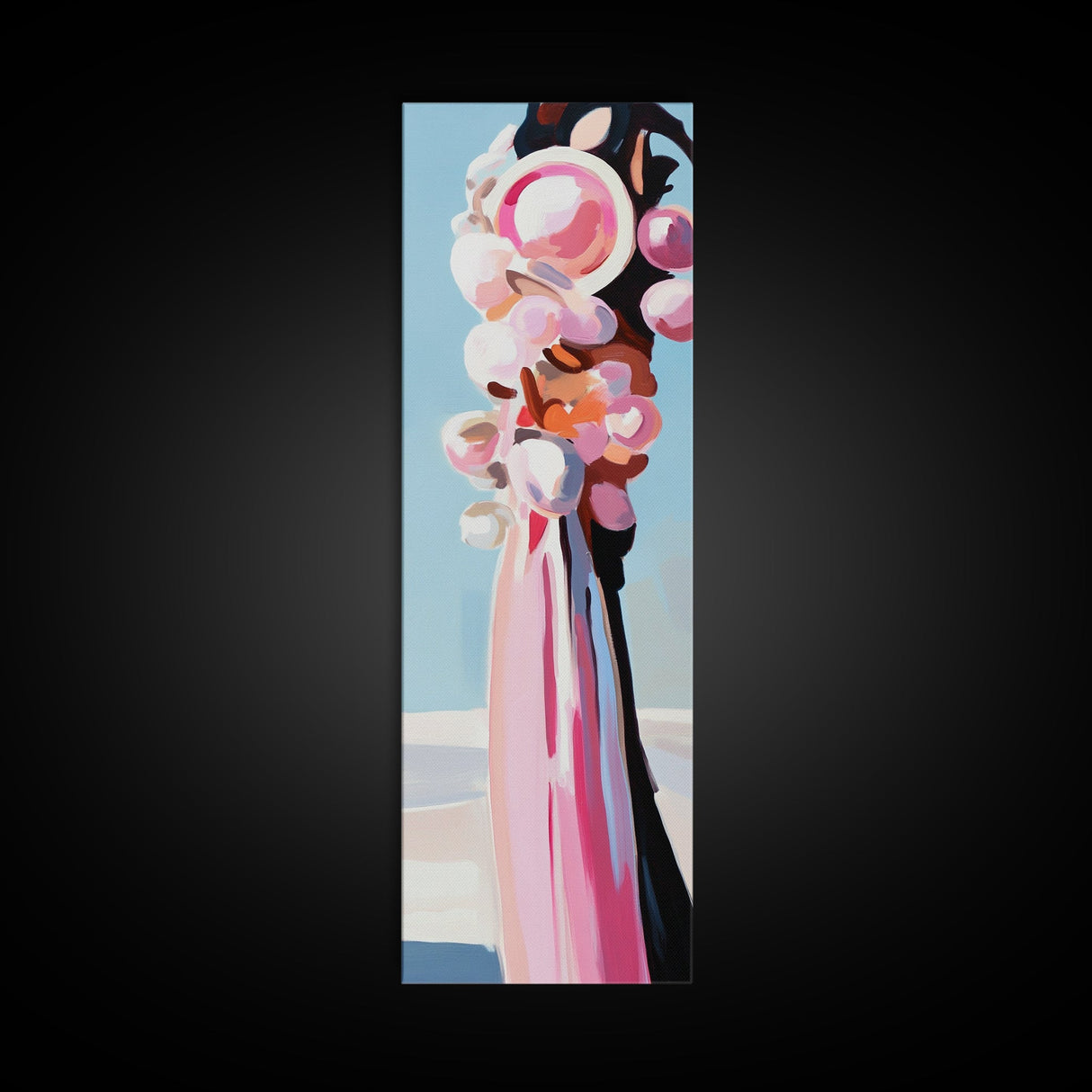 Abstract, Pink Bouquet, Floral Wall Art, Framed Canvas Print, Modern Expressionist Art, Soft Color Palette, Bedroom Wall Art