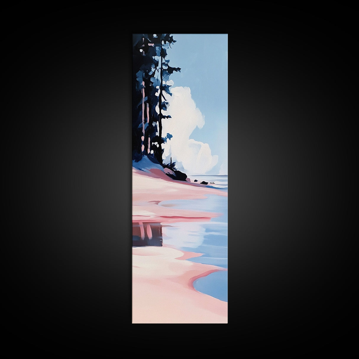 Coastal Serenity, Beach Landscape, Ocean Wall Art, Seascape Painting, Minimalist Art, Living Room Wall Decor, Framed Canvas Print