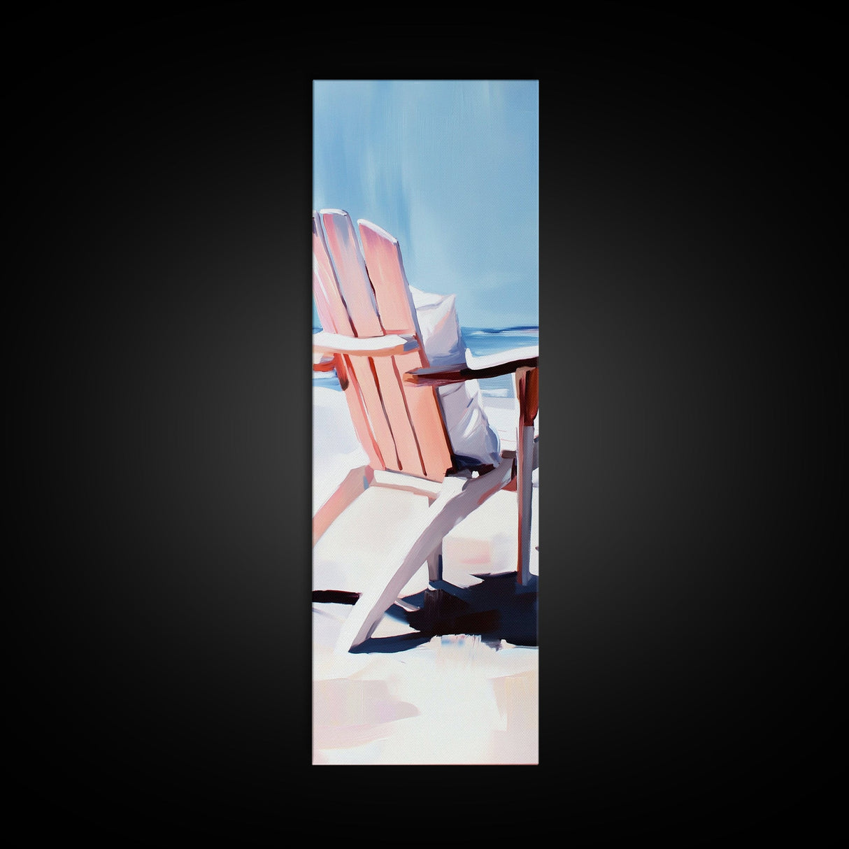Adirondack Chair, Beachside Relaxation, Pink and Blue Art, Framed Canvas Print, Coastal Home Decor, Summer Vibes, Living Room Wall Art