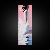 Windblown Woman, Feminine Wall Art, Dreamy Pastel Painting, Ethereal Beach Scene, Boho Chic Home, Minimalist Figure, Canvas Print
