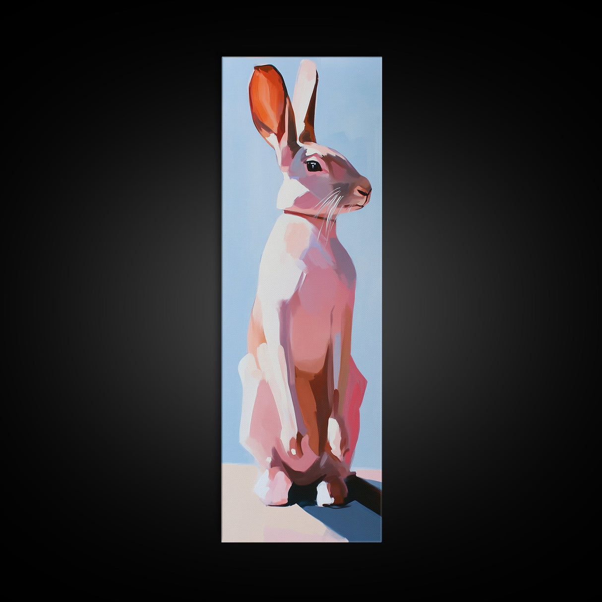 Rabbit Art, Modern Animal Decor, Pastel Bunny Painting, Minimalist Wildlife, Living Room Wall Art, Framed Canvas Print