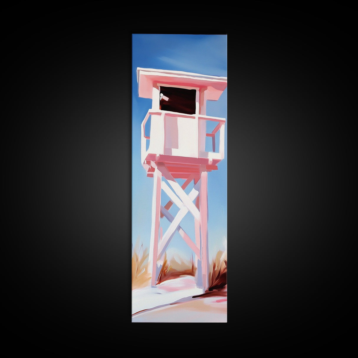 Lifeguard Tower, Beach House Art, Coastal Minimalism, Summer Seascape, Canvas Print, Nautical Theme, Modern Wall Art, Living Room Decor