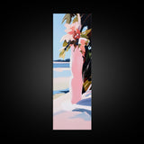 Tropical Floral Wall Art, Pink Flowers Painting, Nature Inspired Decor, Boho Bedroom Art, Aesthetic Wall Art, Framed Canvas Print