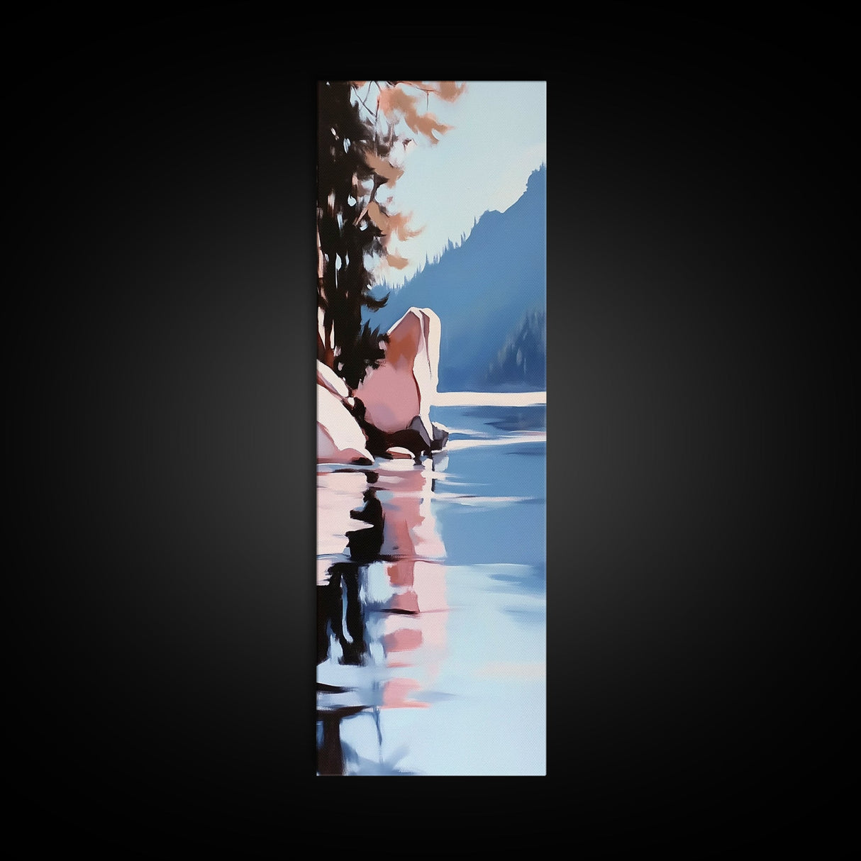 Reflective Landscape, Framed Canvas Print, Surreal Wall Art, Contemporary Home Decor, Living Room Wall Art, Minimalist Coastal Vibes